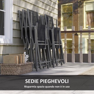 Outsunny Σετ Κήπου με Επεκτεινόμενο Τραπέζι από Γυαλί και 6 Πτυσσόμ...