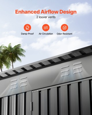 VEVOR Μεταλλικό Κήπος Αποθήκη 1533x876x1815mm με Κεκλιμένη Οροφή κα...