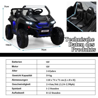 Costway  Παιδικό Ηλεκτρικό Τζιπ Διθέσιο με Τηλεχειριστήριο και Φώτα...