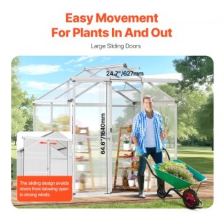 VEVOR Πολυκαρβονικό Θερμοκήπιο 6 x 4 Πόδια Εξωτερικό Θερμοκήπιο για...
