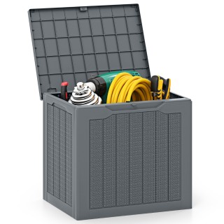 Costway Εξωτερικό Κουτί Αποθήκευσης 96L με Κλειδαριά & Πλέξη Ρατάν ...