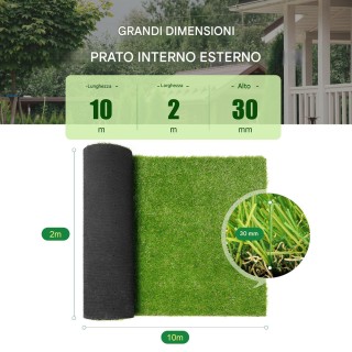 BAKAJI Ρεαλιστικό Συνθετικό Χλοοτάπητα Εξωτερικού Χώρου 30mm 2x10m ...