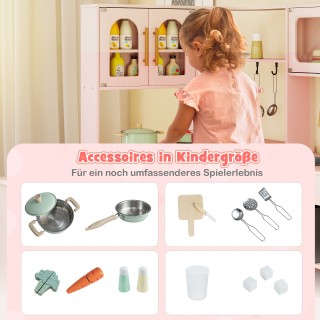 Costway Ροζ Ξύλινη Γωνιακή Κουζίνα με Φως και Ήχο, Αναδυόμενη Επιφά... Costway Ροζ Ξύλινη Γωνιακή Κουζίνα με Φως και Ήχο, Αναδυόμενη Επιφά...