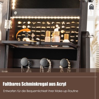 Costway  Πολυλειτουργική Ντουλάπα Κοσμημάτων 3-σε-1 με Καθρέφτη Σώμ...