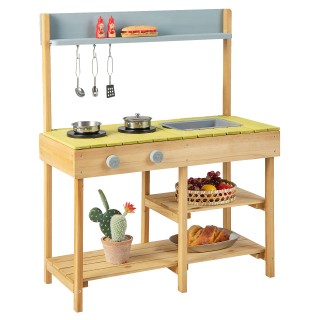 Costway  Εξωτερική Ξύλινη Κουζίνα για Παιδιά με Σταθερή Κατασκευή κ...