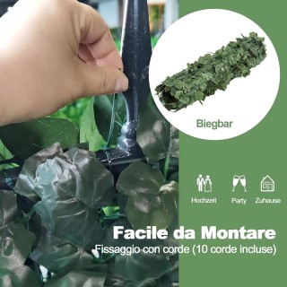 Costway Τεχνητός Φράχτης Κισσού με Ρεαλιστικά Φύλλα για Εσωτερική κ...