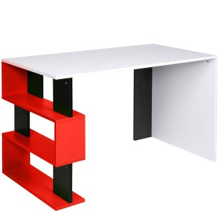 BAKAJI  Γραφείο Βιβλιοθήκη 3 Ράφια Τραπέζι Υπολογιστή Ξύλο Σπίτι Γρ...