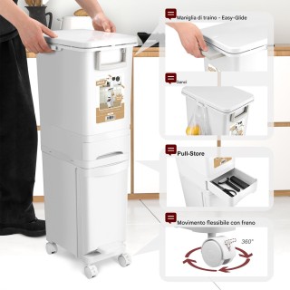 BAKAJI Κάδος Κουζίνας 32L Ανακλινόμενου Καπακιού Εξοικονόμηση Χώρου...