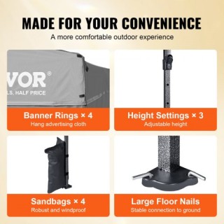 VEVOR  Τέντα 3x3μ με Πλευρικά Τοιχώματα Σκούρο Γκρι  DCSYPSH1010FTA...