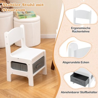 Costway Παιδική Ρυθμιζόμενη Καβαλέτο με Καρέκλα - Μαυροπίνακας & Λε...