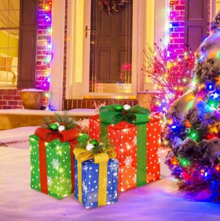 Σετ από 3 Φωτιζόμενα Αδιάβροχα Χριστουγεννιάτικα Κουτιά Δώρων με Φι... Σετ από 3 Φωτιζόμενα Αδιάβροχα Χριστουγεννιάτικα Κουτιά Δώρων με Φι...