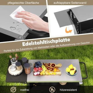 Costway Εξωτερική Ψησταριά με Ανοξείδωτη Πλάκα & Πτυσσόμενο Πλαϊνό ...