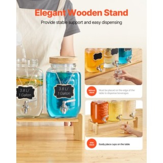 VEVOR Διανομέας Ποτών 3.8L Γυάλινος με Βάση 3 Τεμάχια για Πάρτι YLF...