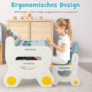 Costway  Σετ Τραπέζι και Καρέκλα Ζωγραφικής για Παιδιά με Αποθηκευτ...