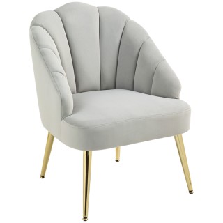 HOMCOM  Πολυθρόνα για Υπνοδωμάτιο και Σαλόνι σε Στυλ Art Deco, Βελο...