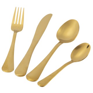 Galileo Σετ 16 χρυσά γυαλιστερά μαχαιροπήρουνα από ανοξείδωτο ατσάλ...