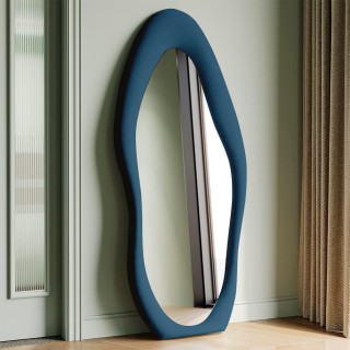 Shally Dogan Μεγάλος Κυματιστός Καθρέφτης με Μπλε Βελούδινη Κορνίζα...