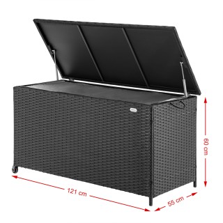 BAKAJI  Κουτί Αποθήκευσης Κήπου Πολυρατάν Αδιάβροχο με 2 Ρόδες Μαύρ...