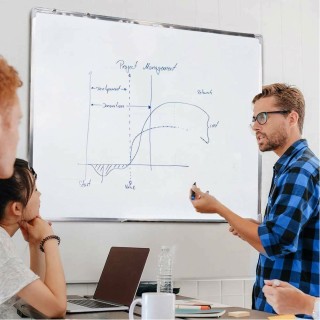 BAKAJI  Μαγνητικός Πίνακας Λευκός 50x35 από Αλουμίνιο με Σβηστό Μαρ...