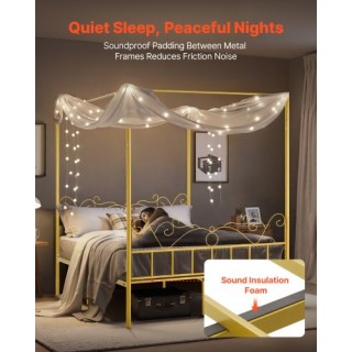 VEVOR Μεταλλικό Κρεβάτι Κανόπης Queen Size με Κεφαλάρι και Τέσσερις...