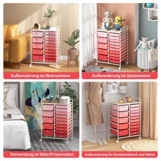 Costway  Ρολόι με 15 στοιβαζόμενα συρτάρια Ροζ 62,5 x 37 x 87 εκ. H...