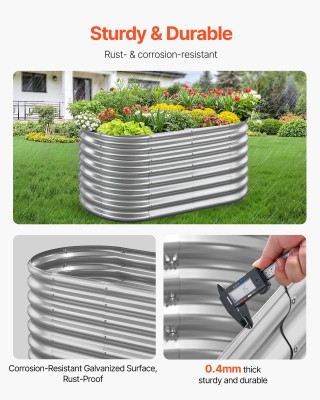 VEVOR Οβάλ Μεταλλικό Υπερυψωμένο Κρεβάτι Κήπου 1.2x0.6x0.6m για Λαχ...