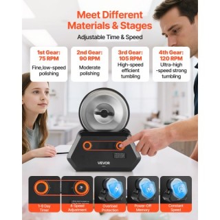 VEVOR Κιτ Λείανσης Πετρωμάτων με 4 Ταχύτητες και Χρονόμετρο 9 Ημερώ...