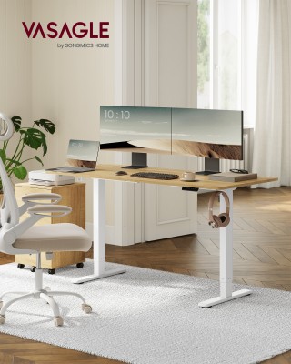 VASAGLE Λευκός Ηλεκτρικός Ρυθμιζόμενος Σκελετός Γραφείου Stand-Sit ...