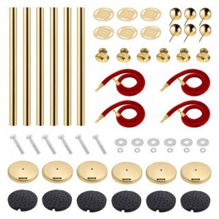 Ανοξείδωτα Σταντ VEVOR με 4 Κόκκινα Σχοινιά (6τμχ, Χρυσό) QTGLZJSB... Ανοξείδωτα Σταντ VEVOR με 4 Κόκκινα Σχοινιά (6τμχ, Χρυσό) QTGLZJSB...