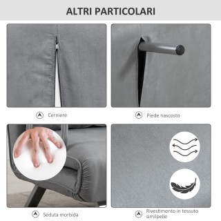 HOMCOM  Καναπές-Κρεβάτι Μονός από Συνθετικό Δέρμα με Ρυθμιζόμενο Κά...