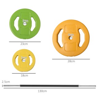 HOMCOM Σετ Μπάρας και Δίσκων 20kg, Ø28x130cm, Πολύχρωμο A91-260V00MX HOMCOM Σετ Μπάρας και Δίσκων 20kg, Ø28x130cm, Πολύχρωμο A91-260V00MX