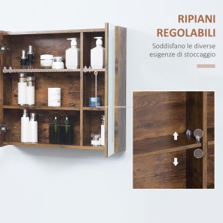 kleankin Καθρέφτης μπάνιου με ρυθμιζόμενα φώτα LED, 2 πόρτες και ρυ... kleankin Καθρέφτης μπάνιου με ρυθμιζόμενα φώτα LED, 2 πόρτες και ρυ...