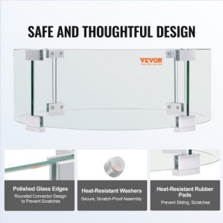 Προστατευτικό Ανέμου για Τζάκι VEVOR 26x26x6 In από Σκληρυμένο Γυαλ... Προστατευτικό Ανέμου για Τζάκι VEVOR 26x26x6 In από Σκληρυμένο Γυαλ...