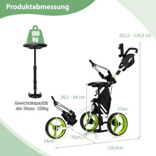Costway Πρακτικό Καρότσι Γκολφ με Ρυθμιζόμενο Κάθισμα και Αποθηκευ... Costway Πρακτικό Καρότσι Γκολφ με Ρυθμιζόμενο Κάθισμα και Αποθηκευ...