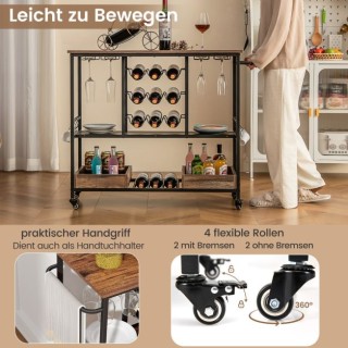 Τρόλεϊ Κουζίνας 3 Επιπέδων 108 x 40 x 91 cm COSTWAY JV11558CF Τρόλεϊ Κουζίνας 3 Επιπέδων 108 x 40 x 91 cm COSTWAY JV11558CF