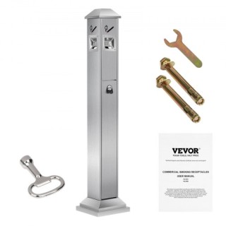 VEVOR Δοχείο Αποτσίγαρων με 4 Ανοίγματα Ανοξείδωτο Ατσάλι Ασημί SYY...