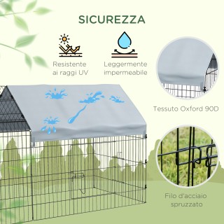 PawHut Εξωτερικό και Εσωτερικό Κλουβί Κουνελιών σε Σχήμα Σπιτιού με...