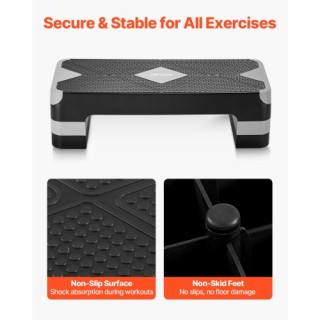 VEVOR Ρυθμιζόμενο Στέπερ Αερόβιας Άσκησης με 4 Ανυψωτές Γκρι KSNJST...