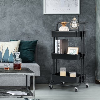 Costway Πολυλειτουργικό Καρότσι Αποθήκευσης με 3 Ράφια σε Μαύρο/Λευ... Costway Πολυλειτουργικό Καρότσι Αποθήκευσης με 3 Ράφια σε Μαύρο/Λευ...