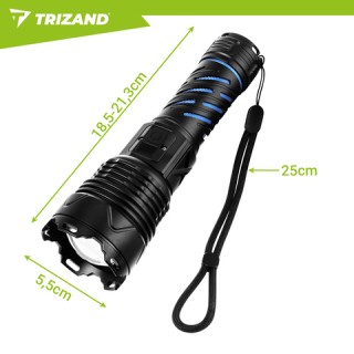 Trizand LED Επαναφορτιζόμενος Φακός Χειρός 1500lm με Μπαταρία 5000m...