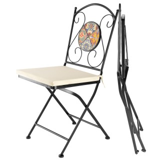 BAKAJI  Σετ Πτυσσόμενο Τραπέζι και Καρέκλες με Μαξιλάρι Σχέδιο Μωσα...