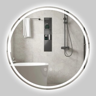 Costway Στρογγυλός Καθρέφτης Ø80 cm με LED Φωτισμό, Ρυθμιζόμενη Φωτ...