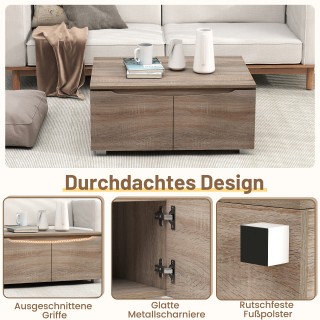 Costway Ρουστίκ Τραπεζάκι Σαλονιού με Κρυφό Αποθηκευτικό Χώρο, Ορθο...