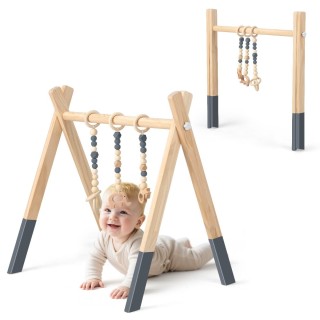 Costway Ξύλινο Γυμναστήριο Δραστηριοτήτων για Μωρά με 3 Παιχνίδια -...