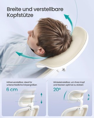 SONGMICS Εργονομική Καρέκλα Γραφείου με Πλέγμα και Αναδιπλούμενα Μπ...