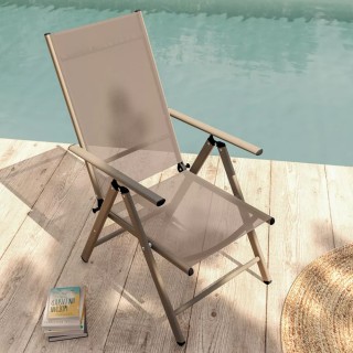 BAKAJI Σετ 2 Πτυσσόμενες Καρέκλες Κήπου Μπεζ Ξαπλώστρες Εξωτερικού ...