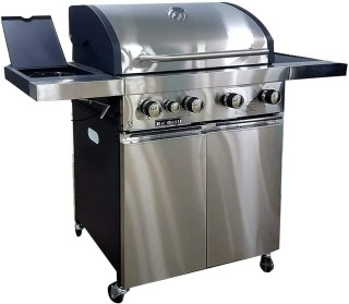 BAKAJI Μπάρμπεκιου Υγραερίου με Πέτρες Λάβας, 4 Καυστήρες + Μάτι κα...