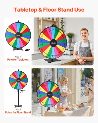 VEVOR Τροχός Τύχης 36 με Ρυθμιζόμενο Ύψος, 18 Θέσεις, Εύκολη Συναρμ...