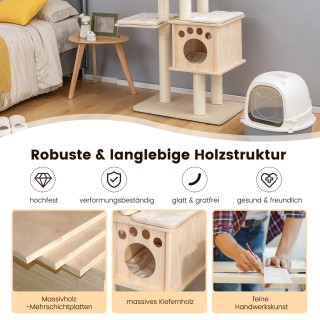 Costway 170 εκ. 6-όροφος Ξύλινος Ονυχοδρόμιο με Άνετα Στρώματα & Σπ...