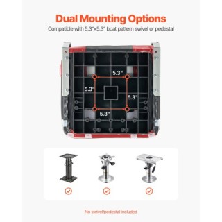 VEVOR Πτυσσόμενο Κάθισμα Σκάφους Υψηλής Στήριξης Μαύρο & Κόκκινο ZD...